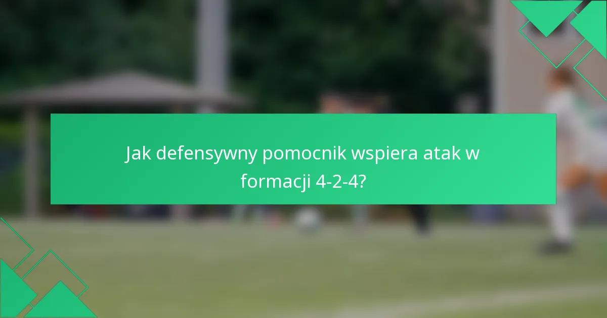 Jak defensywny pomocnik wspiera atak w formacji 4-2-4?