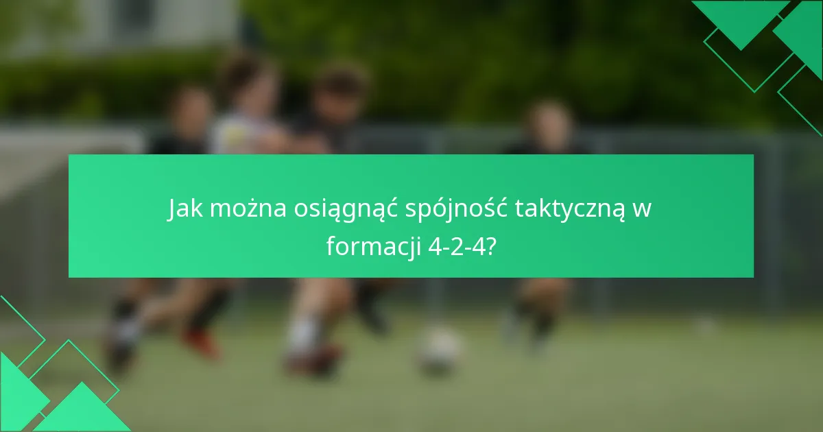 Jak można osiągnąć spójność taktyczną w formacji 4-2-4?