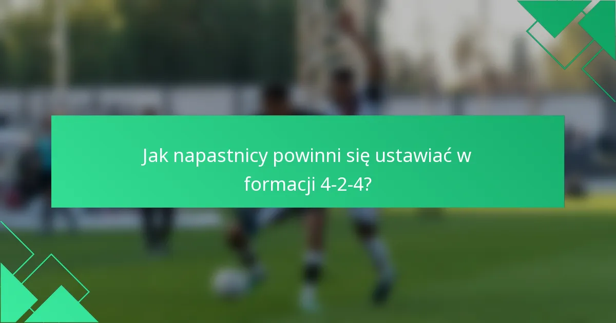 Jak napastnicy powinni się ustawiać w formacji 4-2-4?