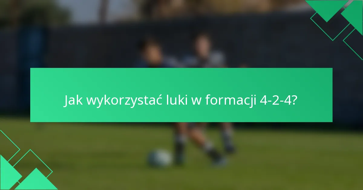 Jak wykorzystać luki w formacji 4-2-4?