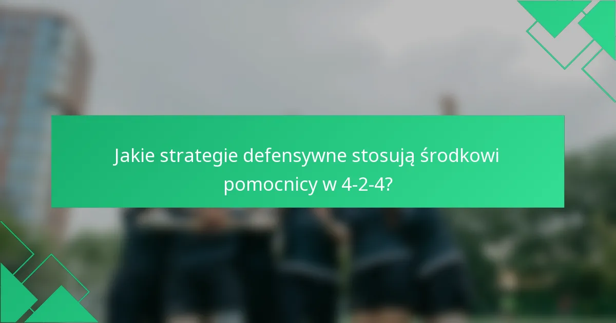 Jakie strategie defensywne stosują środkowi pomocnicy w 4-2-4?