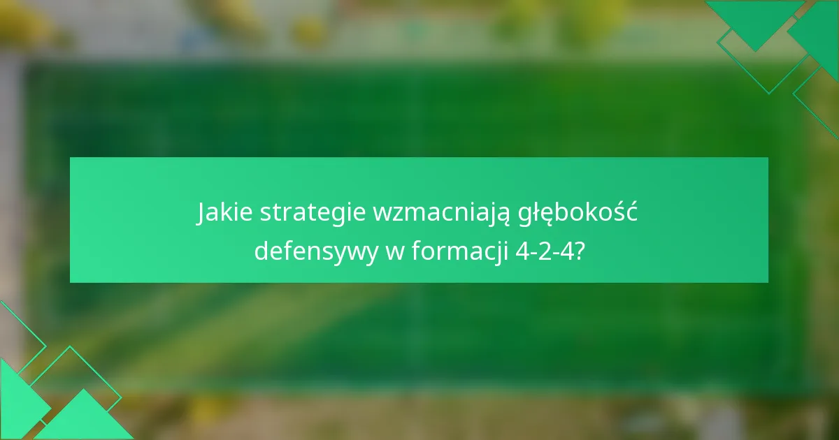 Jakie strategie wzmacniają głębokość defensywy w formacji 4-2-4?