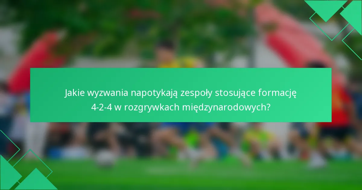 Jakie wyzwania napotykają zespoły stosujące formację 4-2-4 w rozgrywkach międzynarodowych?